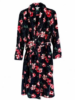 Liz Claiborne Floral Plush Bathrobe with Belt